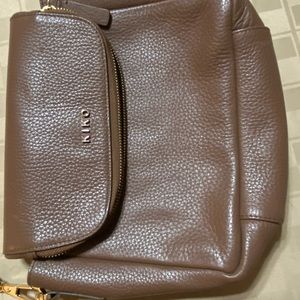 Kiko Women’s Fold Over Crossbody Brown Genuine Pebble Leather Shoulder Strap Bag